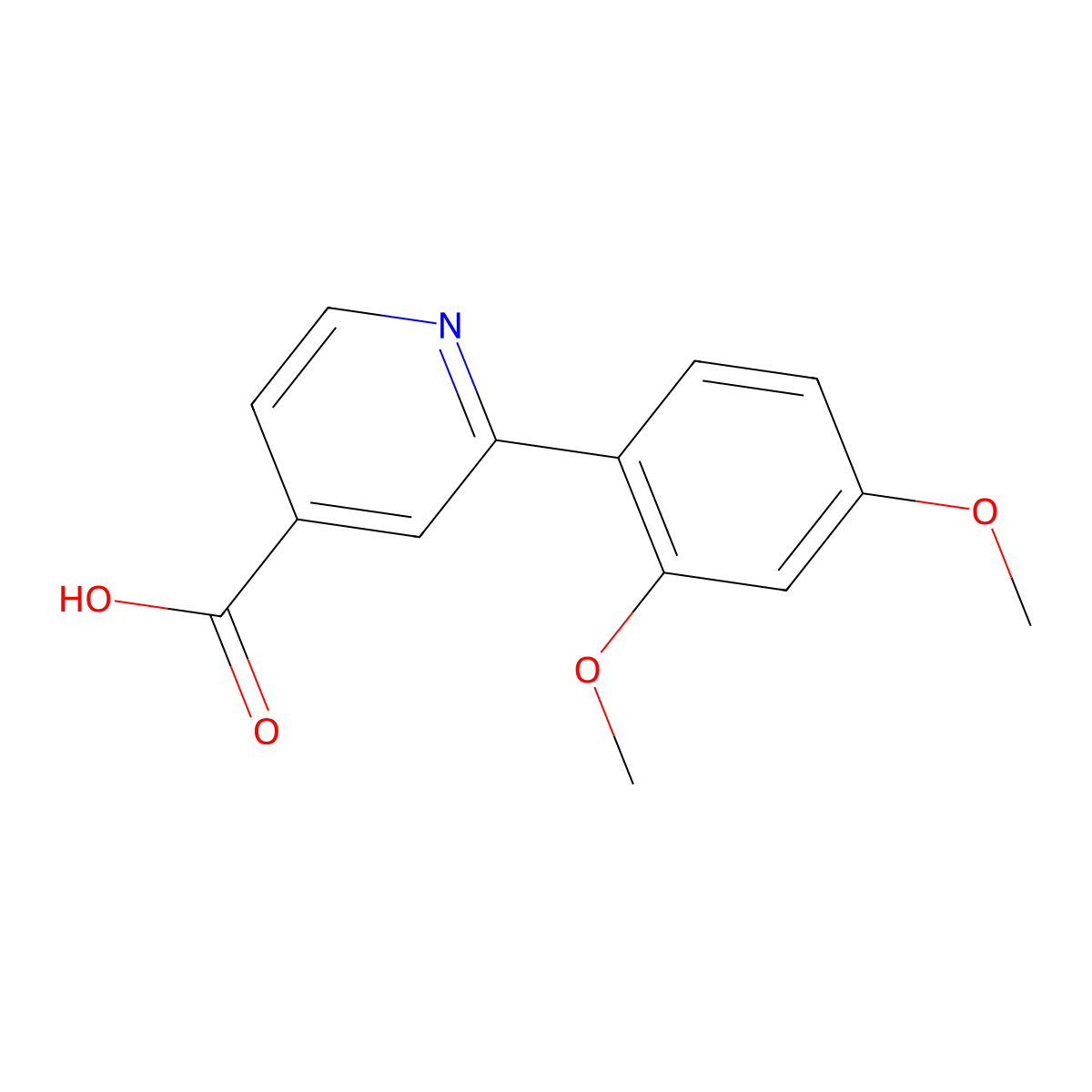 2-(2,4-Dimethoxyphenyl)isonicotinic acid molecular structure, CAS 1258612-81-5