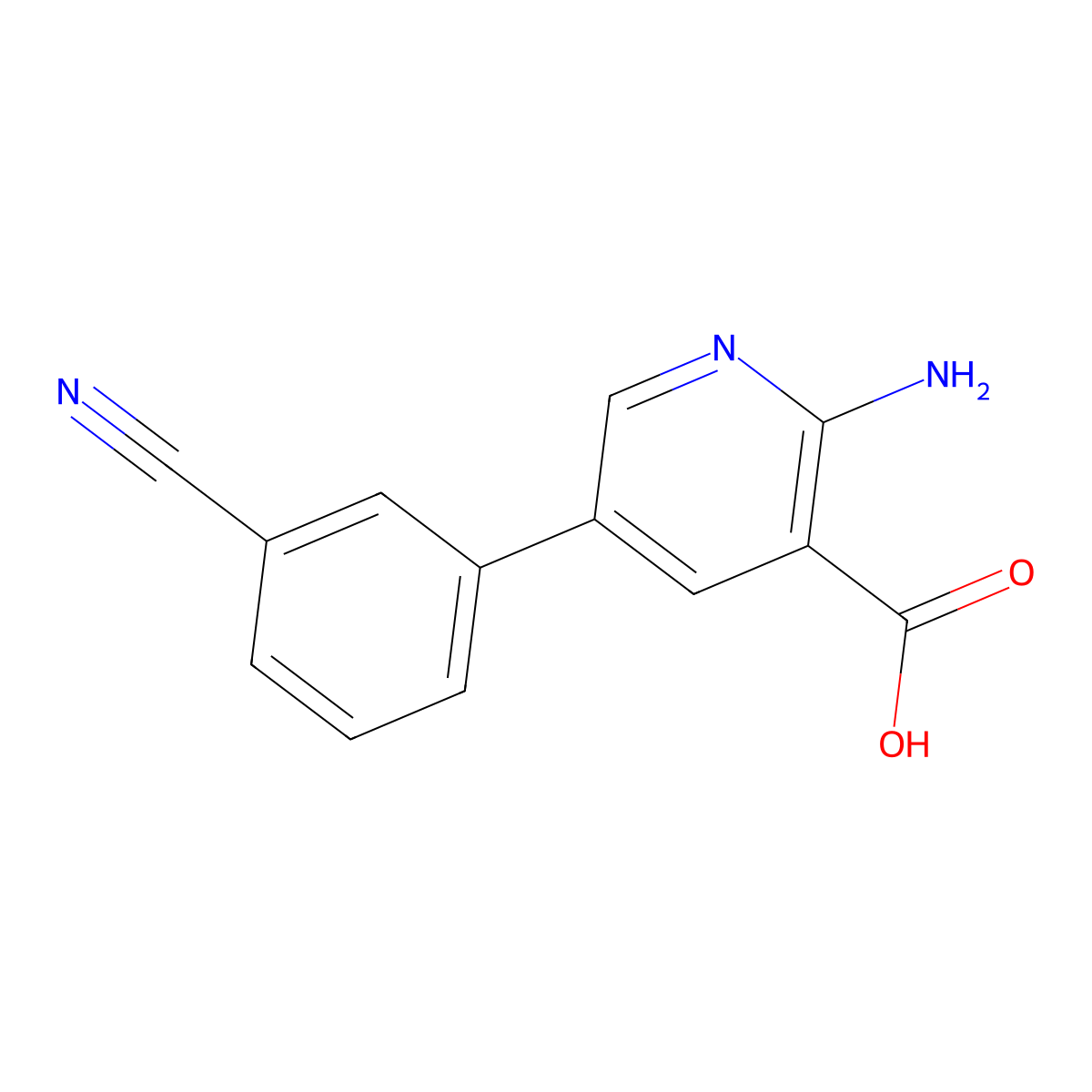 2-Amino-5-(3-cyanophenyl)pyridine-3-carboxylic acid molecular structure, CAS 1258612-96-2
