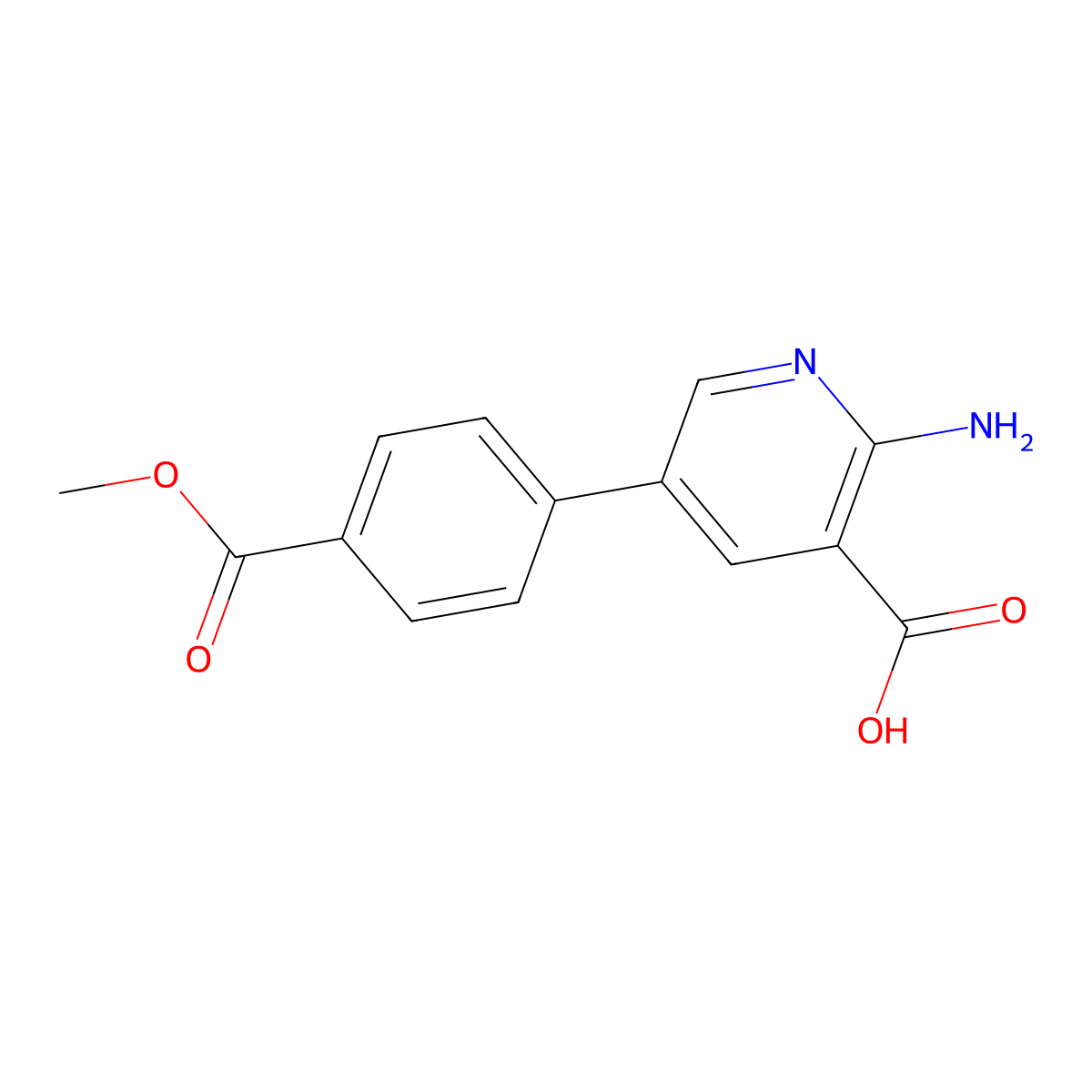 2-Amino-5-(4-methoxycarbonylphenyl)nicotinic acid molecular structure, CAS 1258613-05-6
