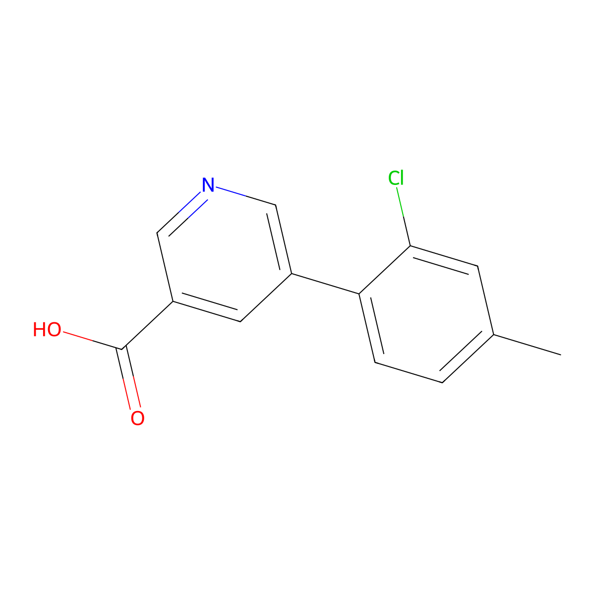 5-(2-Chloro-4-methylphenyl)pyridine-3-carboxylic acid molecular structure, CAS 1258613-10-3