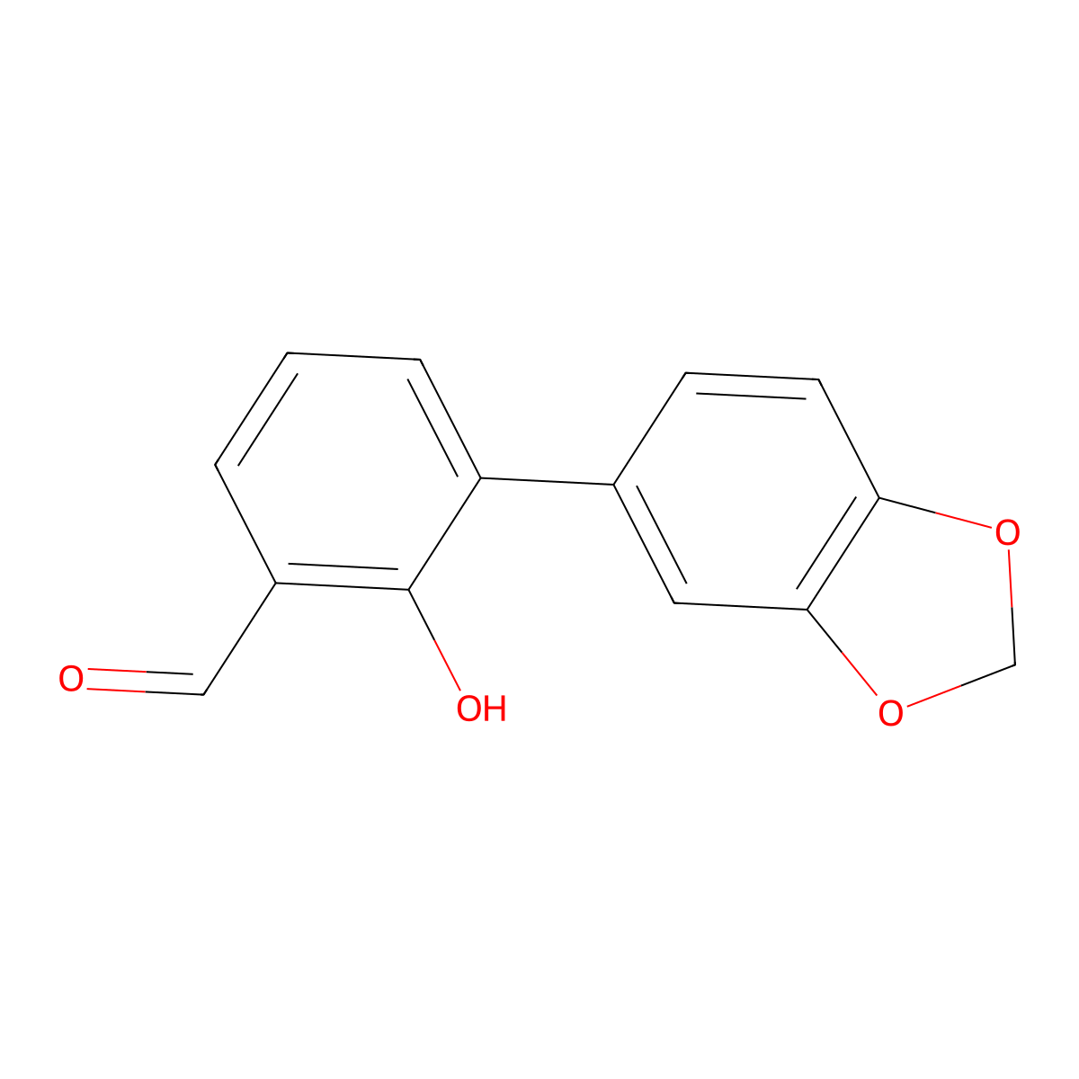 2-Formyl-6-(3,4-methylenedioxyphenyl)phenol molecular structure, CAS 1258613-20-5