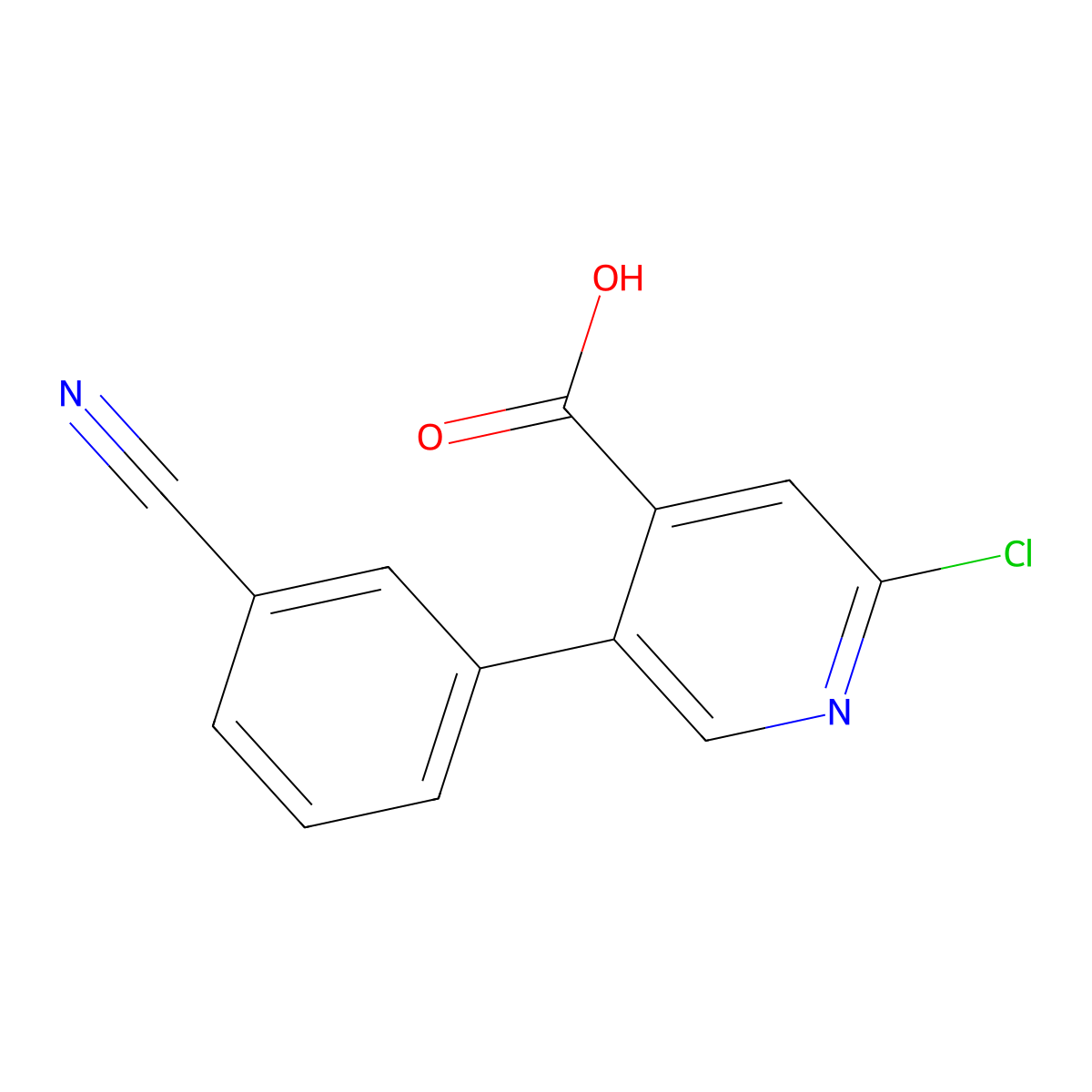 2-Chloro-5-(3-cyanophenyl)pyridine-4-carboxylic acid molecular structure, CAS 1258613-31-8