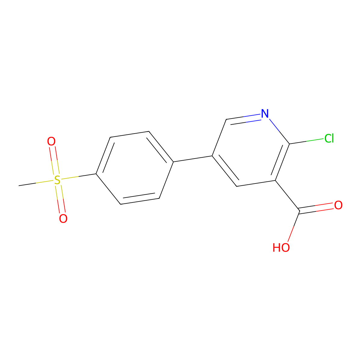 2-Chloro-5-(4-methylsulfonylphenyl)nicotinic acid molecular structure, CAS 1258613-47-6