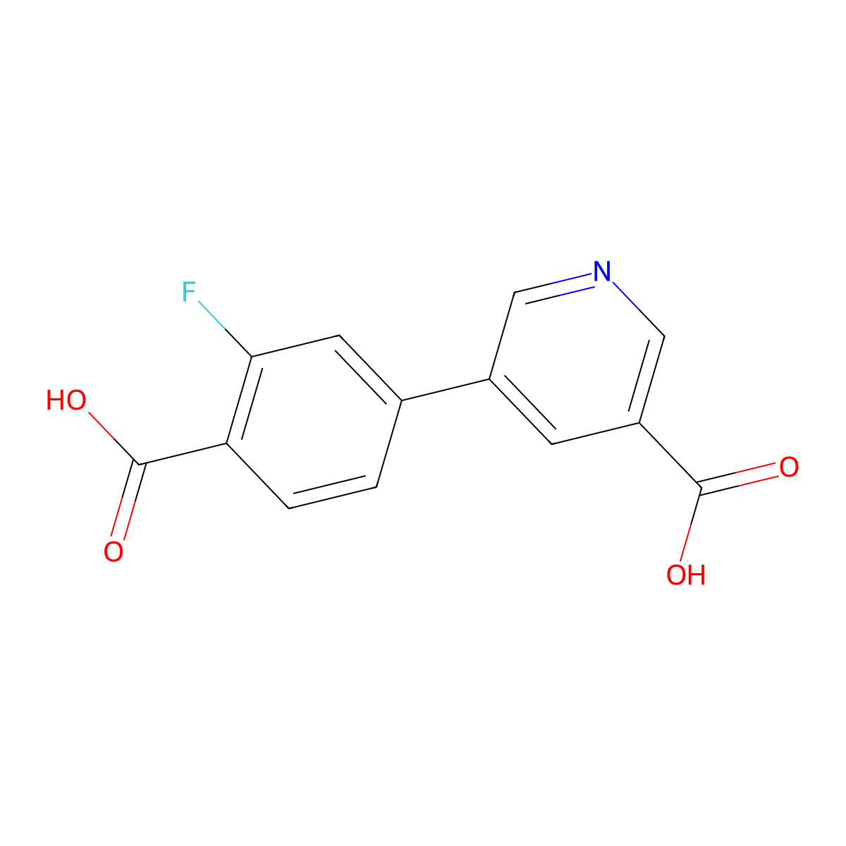 5-(4-Carboxy-3-fluorophenyl)nicotinic acid molecular structure, CAS 1258613-93-2