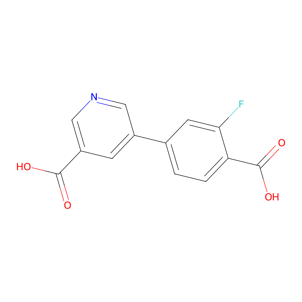 5-(4-Carboxy-3-fluorophenyl)nicotinic acid molecular structure, CAS 1258613-93-2