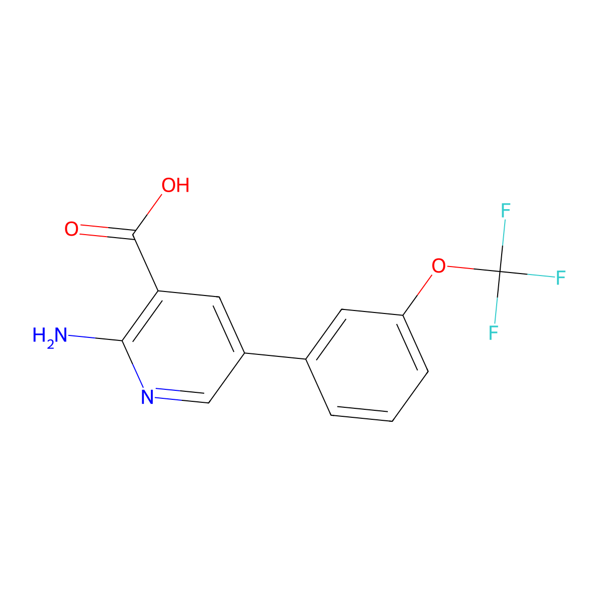 2-Amino-5-(3-(trifluoromethoxy)phenyl)nicotinic acid molecular structure, CAS 1258614-08-2