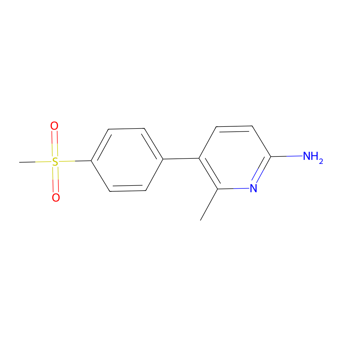 6-Methyl-5-(4-(methylsulfonyl)phenyl)pyridin-2-amine molecular structure, CAS 1258614-36-6