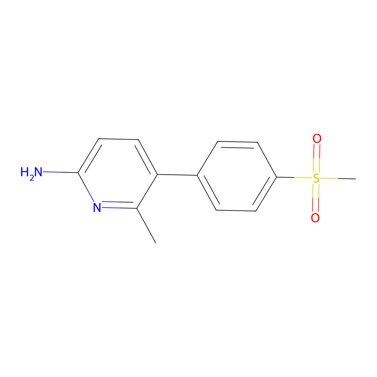 6-Methyl-5-(4-(methylsulfonyl)phenyl)pyridin-2-amine molecular structure, CAS 1258614-36-6