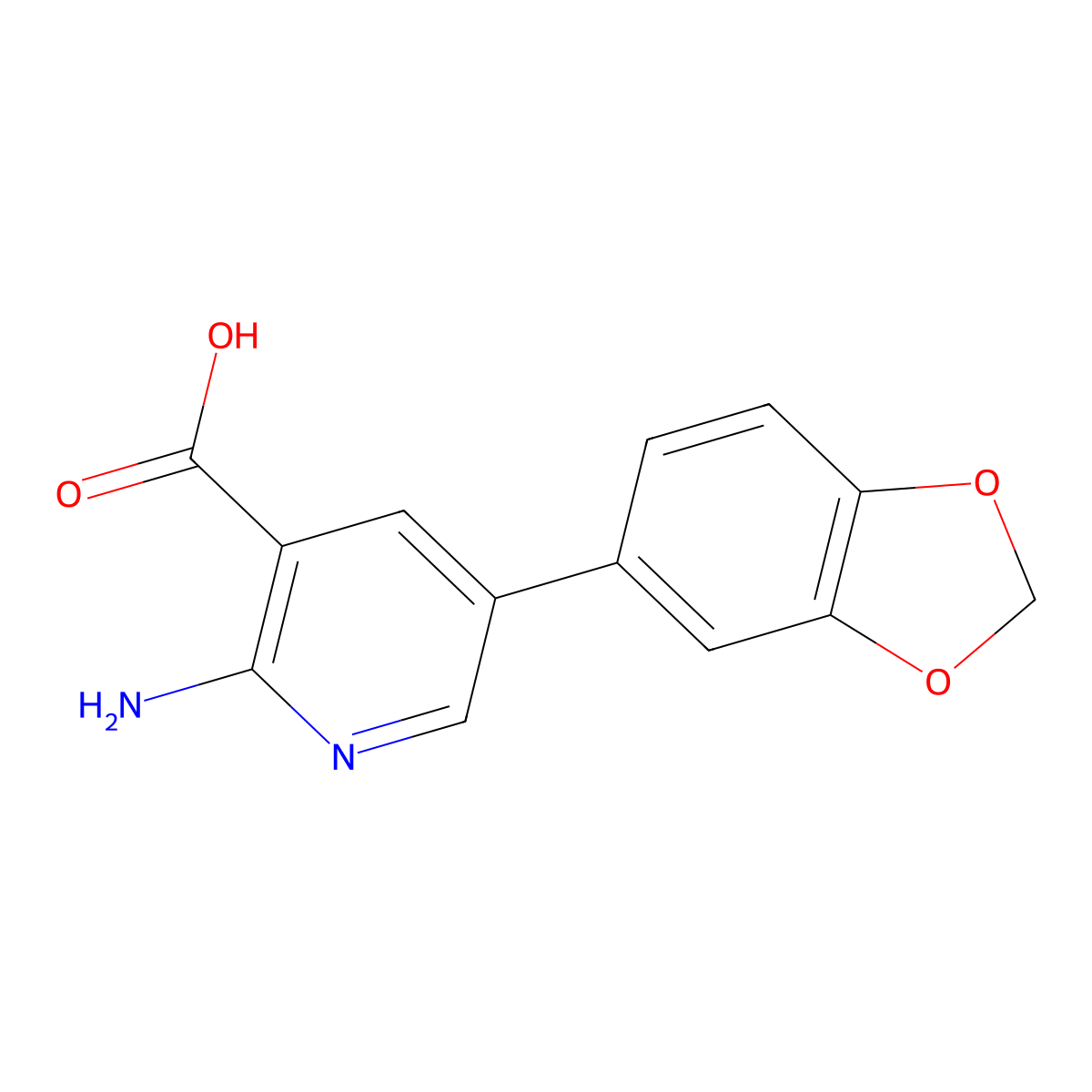 2-Amino-5-(3,4-methylenedioxyphenyl)nicotinic acid molecular structure, CAS 1258614-62-8