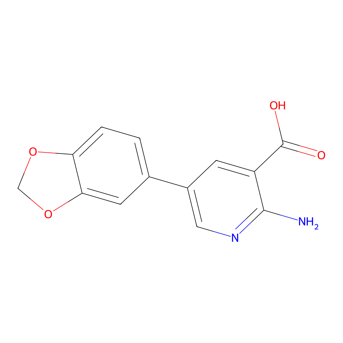 2-Amino-5-(3,4-methylenedioxyphenyl)nicotinic acid molecular structure, CAS 1258614-62-8