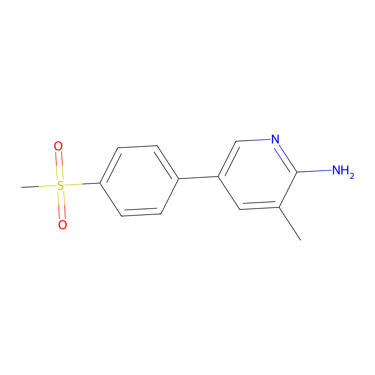 3-Methyl-5-(4-(methylsulfonyl)phenyl)pyridin-2-amine molecular structure, CAS 1258615-35-8