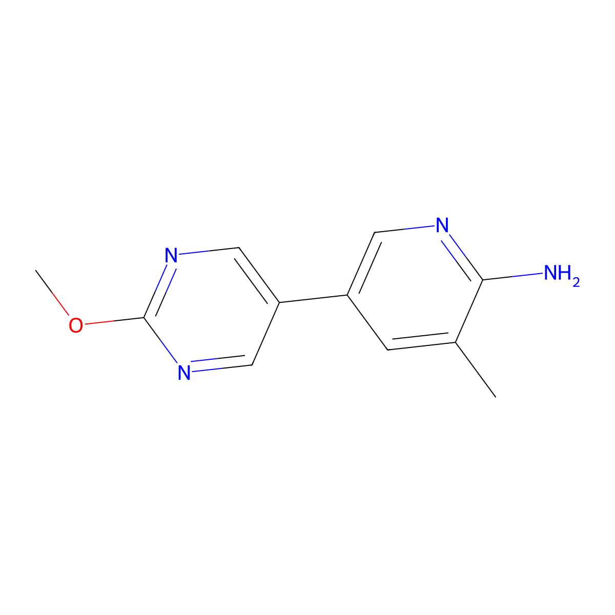 2-Pyridinamine, 5-(2-methoxy-5-pyrimidinyl)-3-methyl- molecular structure, CAS 1258615-59-6