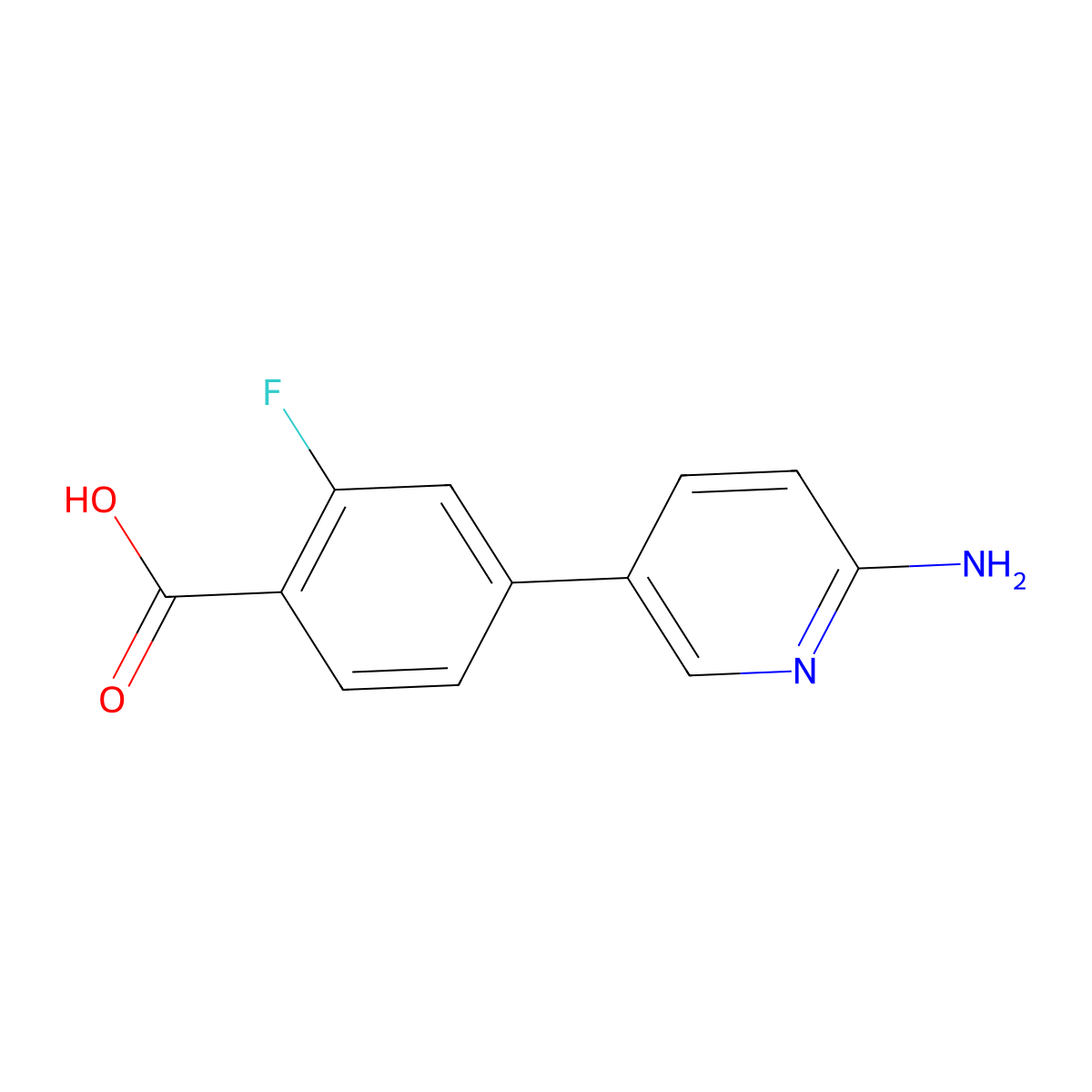 4-(6-Aminopyridin-3-YL)-2-fluorobenzoic acid molecular structure, CAS 1258615-86-9