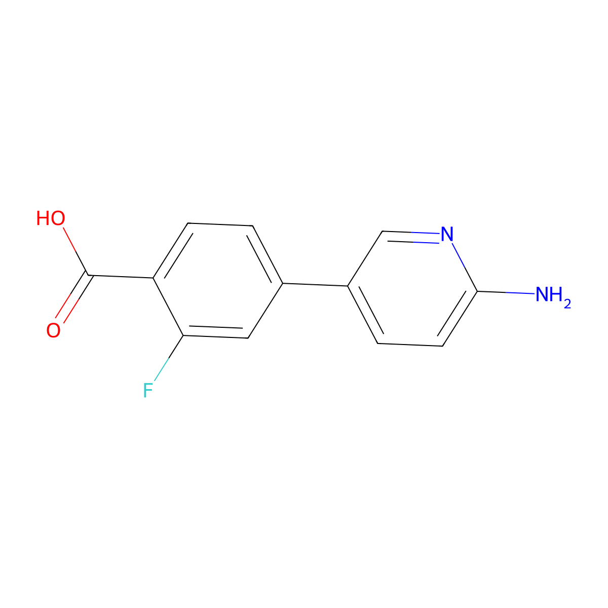 4-(6-Aminopyridin-3-YL)-2-fluorobenzoic acid molecular structure, CAS 1258615-86-9