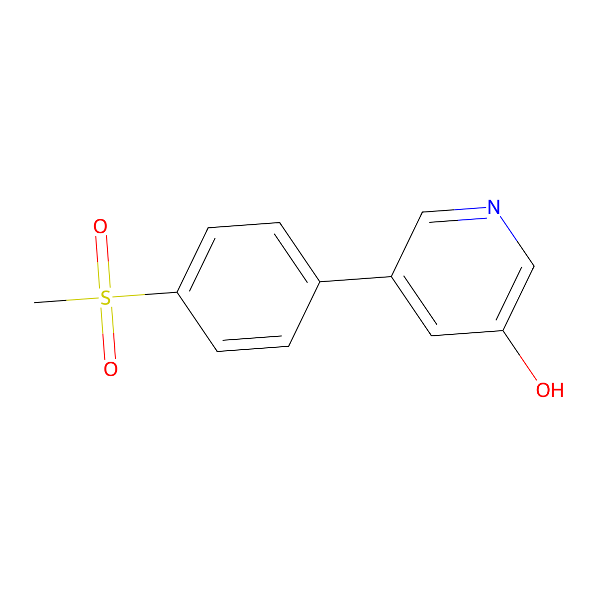 3-Hydroxy-5-(4-methylsulfonylphenyl)pyridine molecular structure, CAS 1258616-12-4