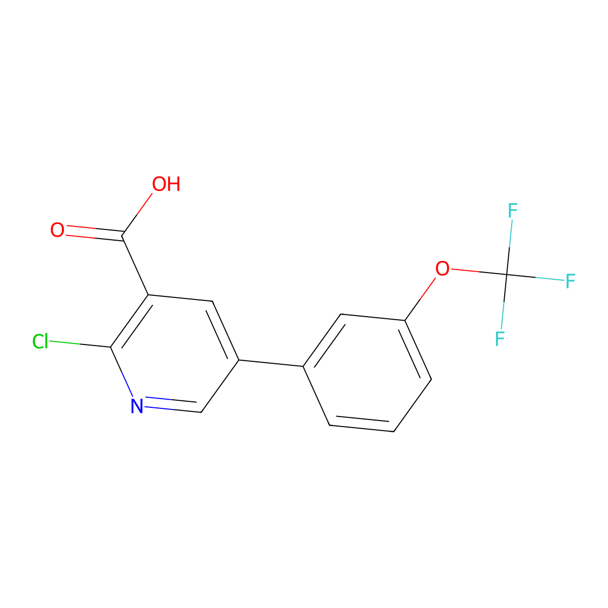 2-Chloro-5-(3-(trifluoromethoxy)phenyl)nicotinic acid molecular structure, CAS 1258616-79-3