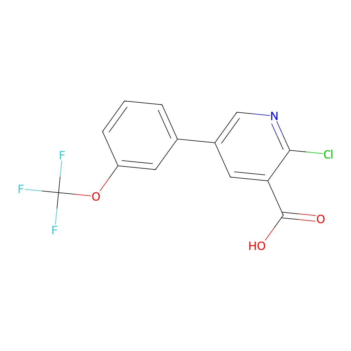 2-Chloro-5-(3-(trifluoromethoxy)phenyl)nicotinic acid molecular structure, CAS 1258616-79-3