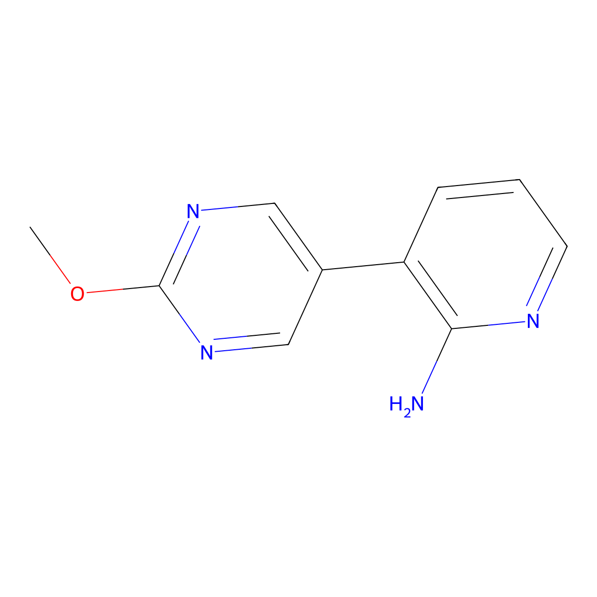 3-(2-Methoxy-5-pyrimidinyl)-2-pyridinamine molecular structure, CAS 1258616-88-4