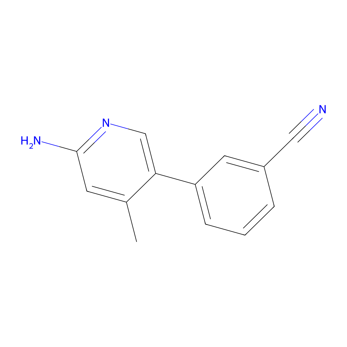 3-(6-Amino-4-methyl-3-pyridinyl)benzonitrile molecular structure, CAS 1258617-78-5