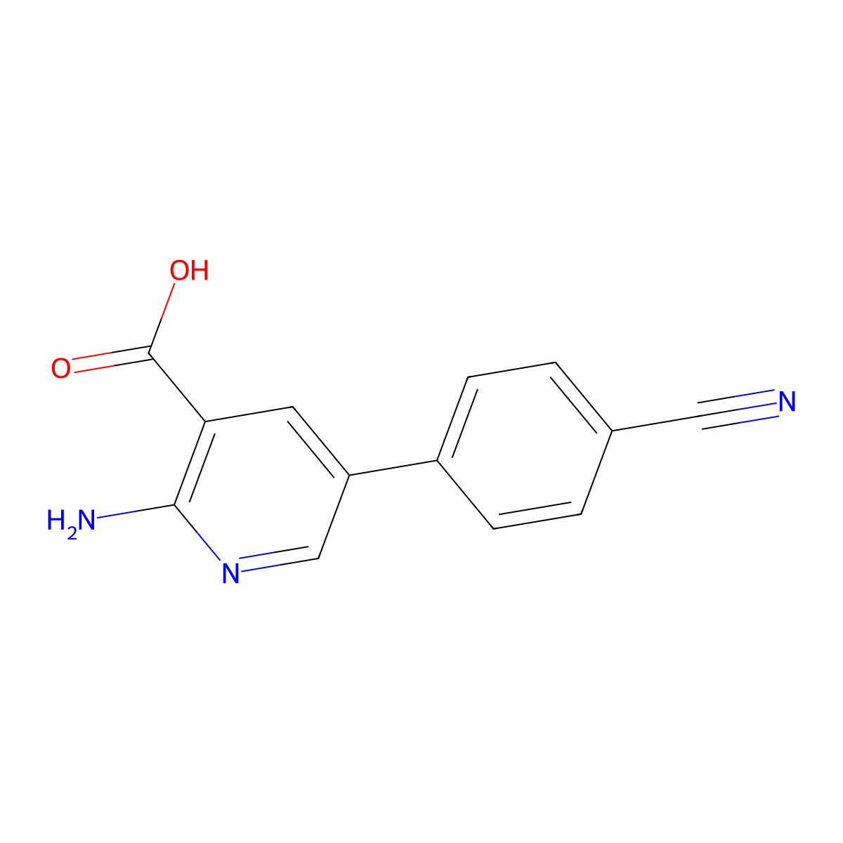 2-Amino-5-(4-cyanophenyl)pyridine-3-carboxylic acid molecular structure, CAS 1258617-82-1
