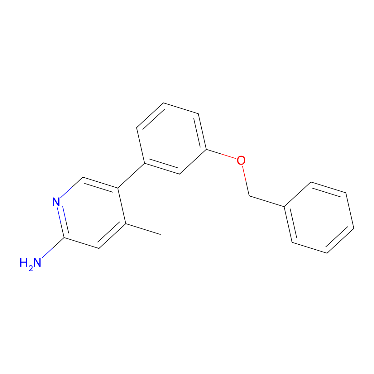 2-Pyridinamine, 4-methyl-5-[3-(phenylmethoxy)phenyl]- molecular structure, CAS 1258617-84-3