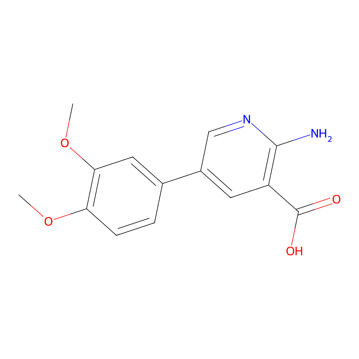 2-Amino-5-(3,4-dimethoxyphenyl)pyridine-3-carboxylic acid molecular structure, CAS 1258617-89-8