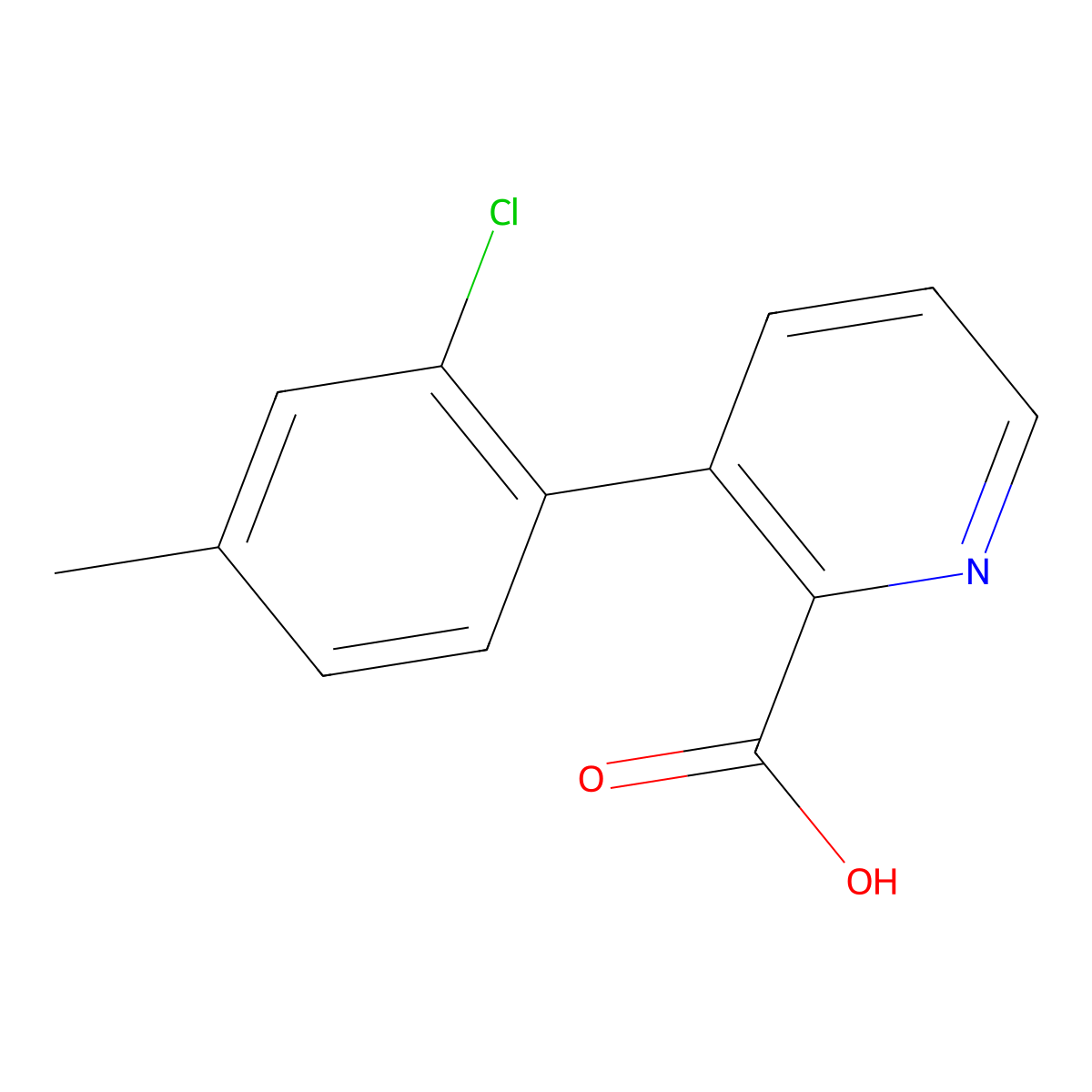 3-(2-Chloro-4-methylphenyl)picolinic acid molecular structure, CAS 1258618-32-4