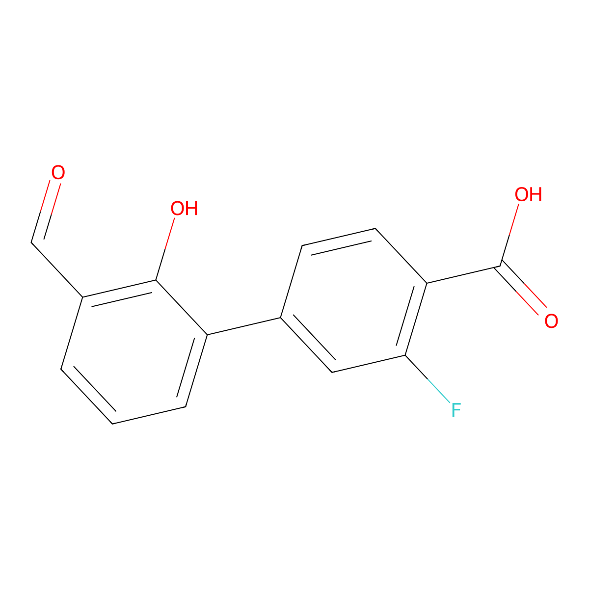 6-(4-Carboxy-3-fluorophenyl)-2-formylphenol molecular structure, CAS 1258618-89-1