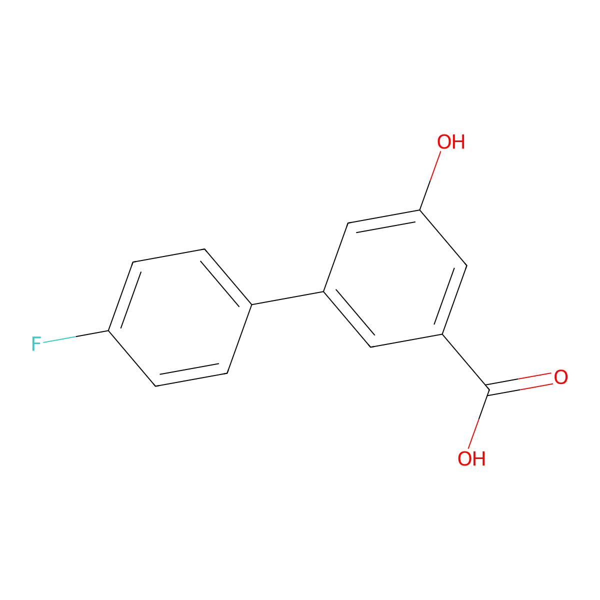 3-(4-Fluorophenyl)-5-hydroxybenzoic acid molecular structure, CAS 1258619-01-0