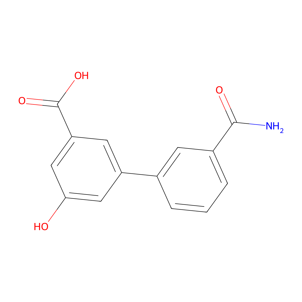 3-(3-Aminocarbonylphenyl)-5-hydroxybenzoic acid molecular structure, CAS 1258619-05-4
