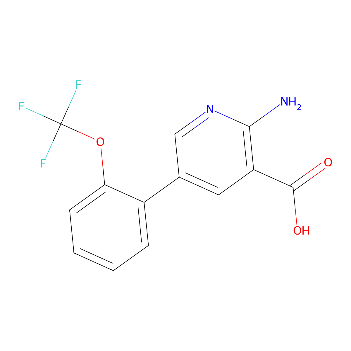 2-Amino-5-(2-(trifluoromethoxy)phenyl)nicotinic acid molecular structure, CAS 1258620-98-2