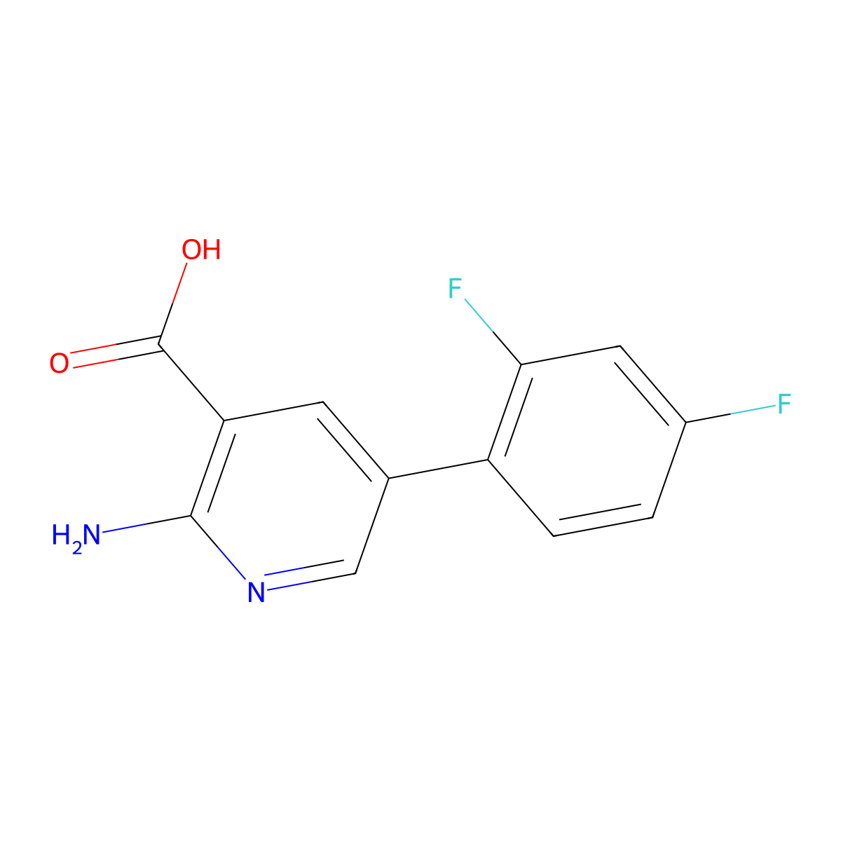 2-Amino-5-(2,4-difluorophenyl)pyridine-3-carboxylic acid molecular structure, CAS 1258621-05-4