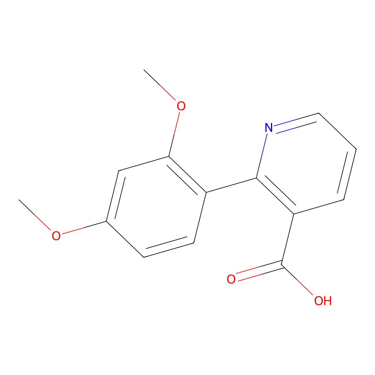 2-(2,4-Dimethoxyphenyl)pyridine-3-carboxylic acid molecular structure, CAS 1258621-86-1