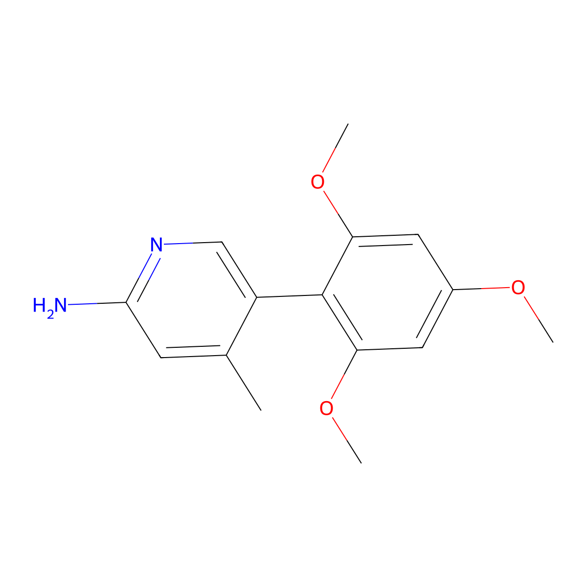 4-Methyl-5-(2,4,6-trimethoxyphenyl)pyridin-2-amine molecular structure, CAS 1258621-95-2