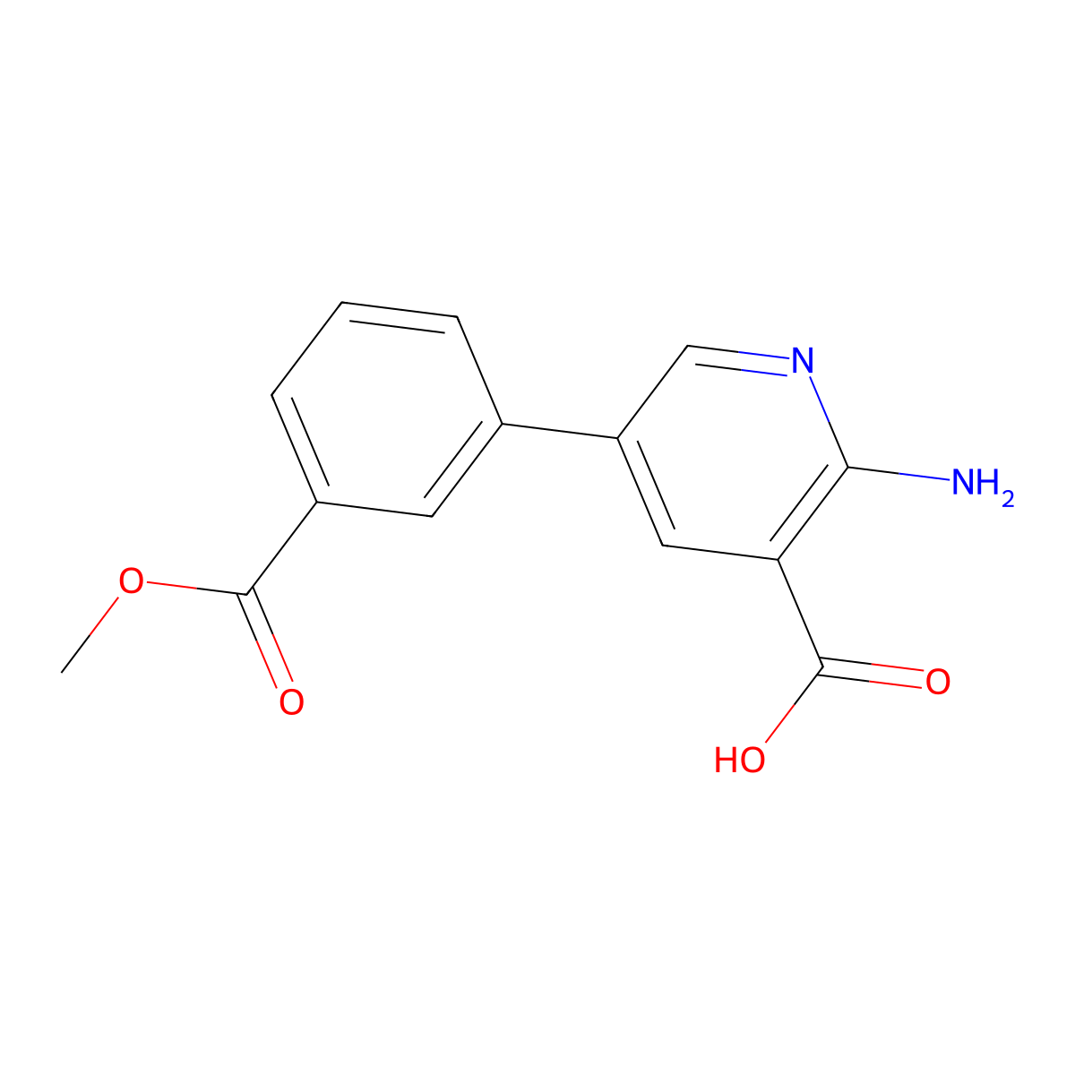 2-Amino-5-(3-methoxycarbonylphenyl)nicotinic acid molecular structure, CAS 1258622-22-8