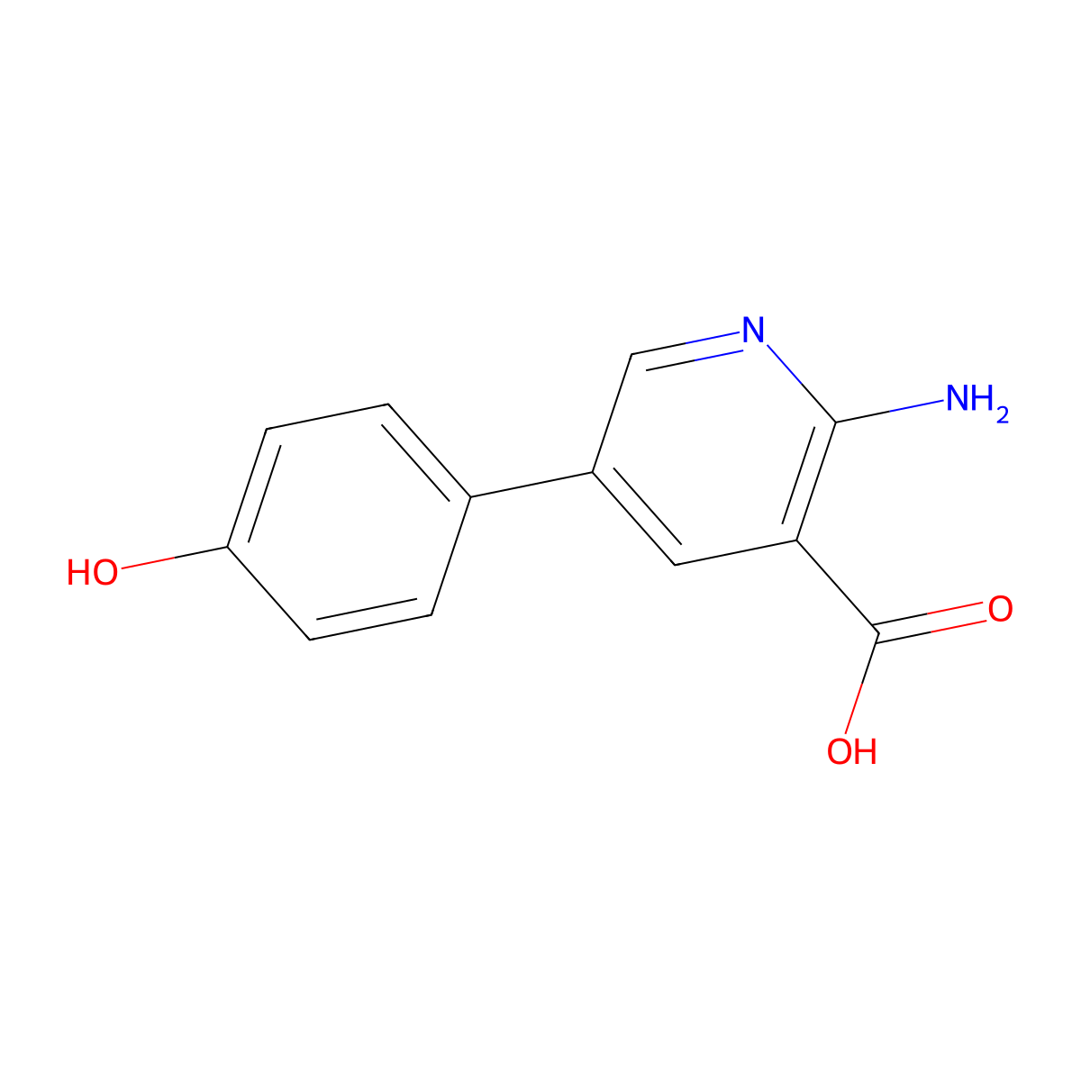2-Amino-5-(4-hydroxyphenyl)pyridine-3-carboxylic acid molecular structure, CAS 1258622-24-0
