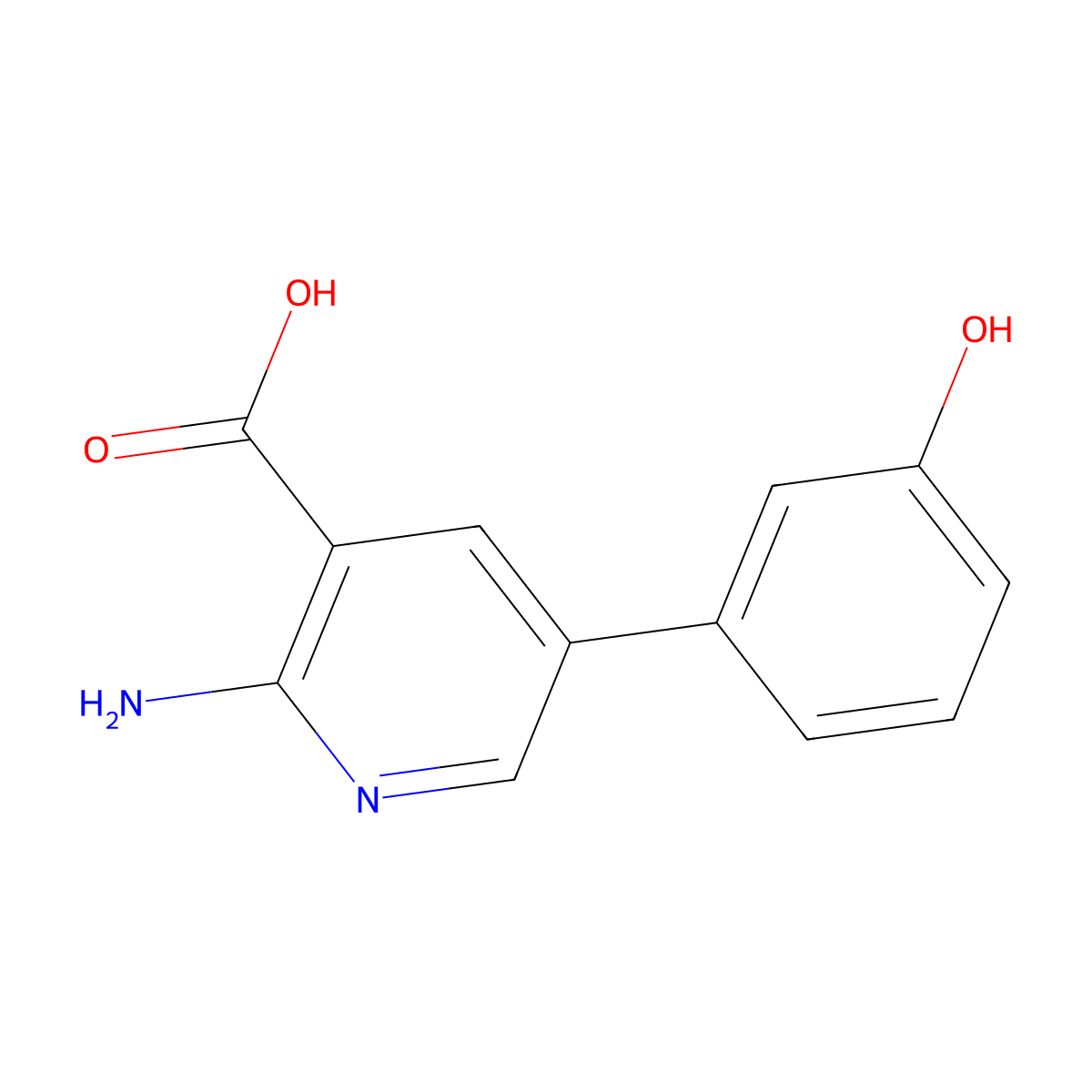 2-Amino-5-(3-hydroxyphenyl)pyridine-3-carboxylic acid molecular structure, CAS 1258622-45-5