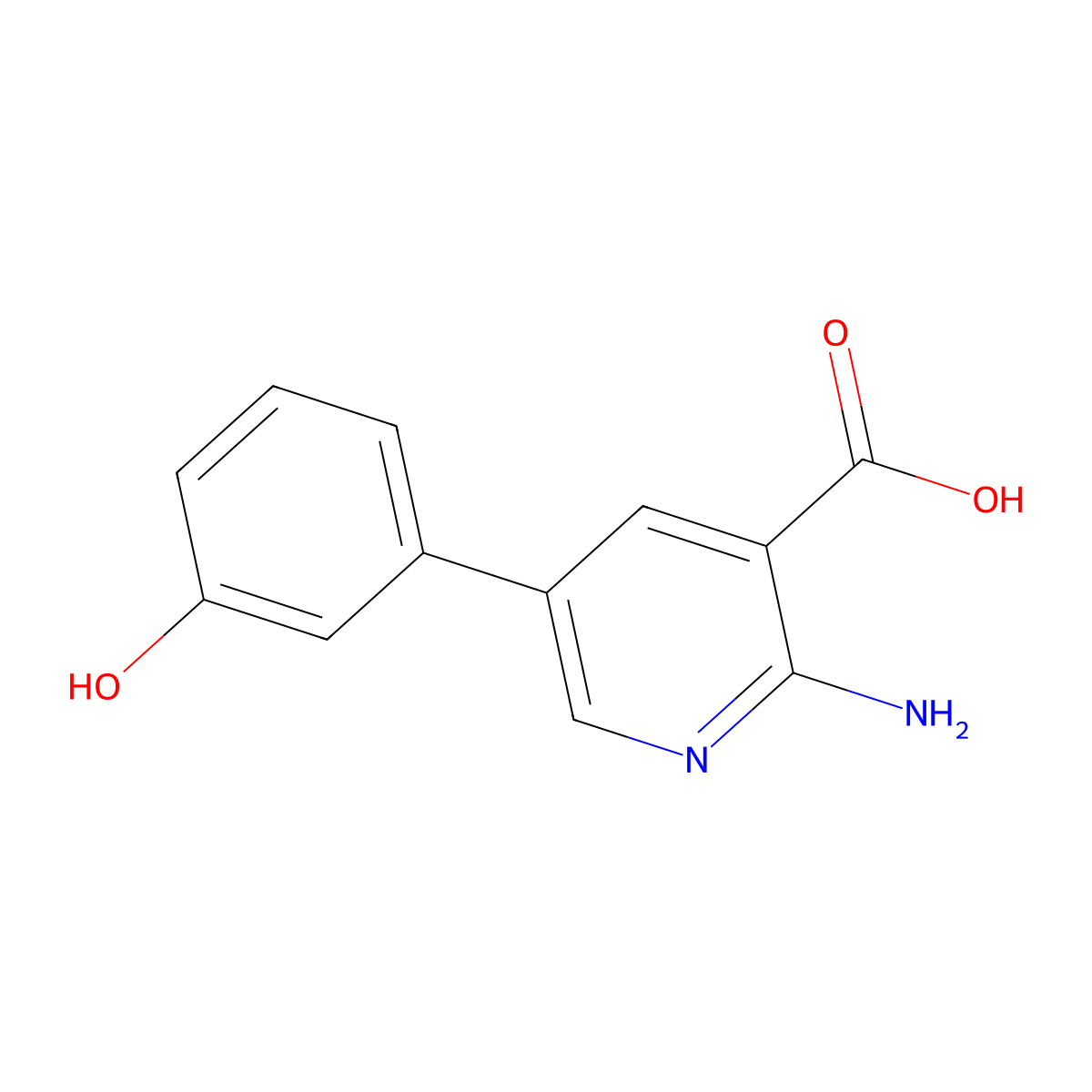 2-Amino-5-(3-hydroxyphenyl)pyridine-3-carboxylic acid molecular structure, CAS 1258622-45-5