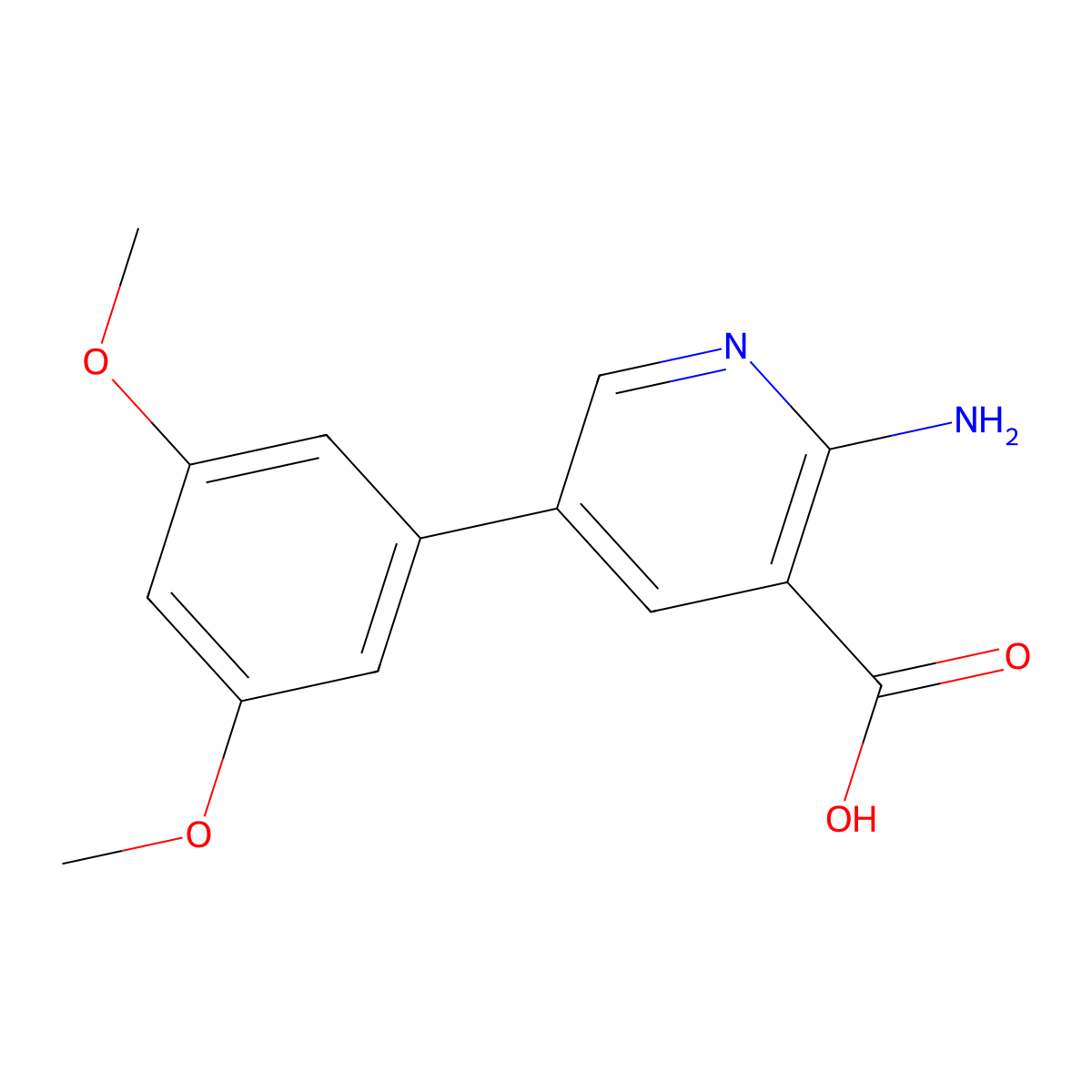 2-Amino-5-(3,5-dimethoxyphenyl)pyridine-3-carboxylic acid molecular structure, CAS 1258622-49-9