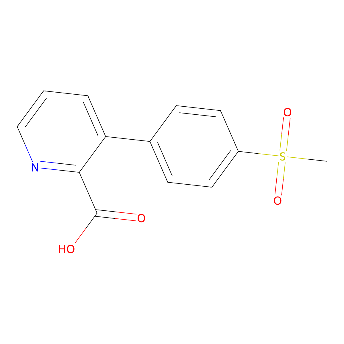 3-(4-Methylsulfonylphenyl)picolinic acid molecular structure, CAS 1258622-51-3