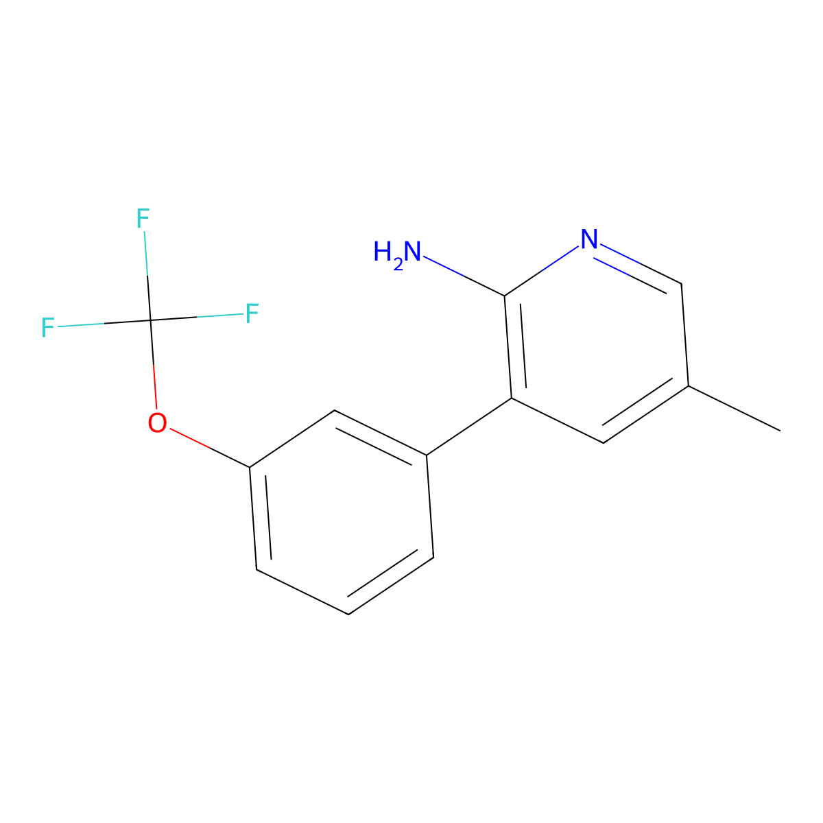 2-Amino-5-methyl-3-(3-(trifluoromethoxy)phenyl)pyridine molecular structure, CAS 1258622-55-7