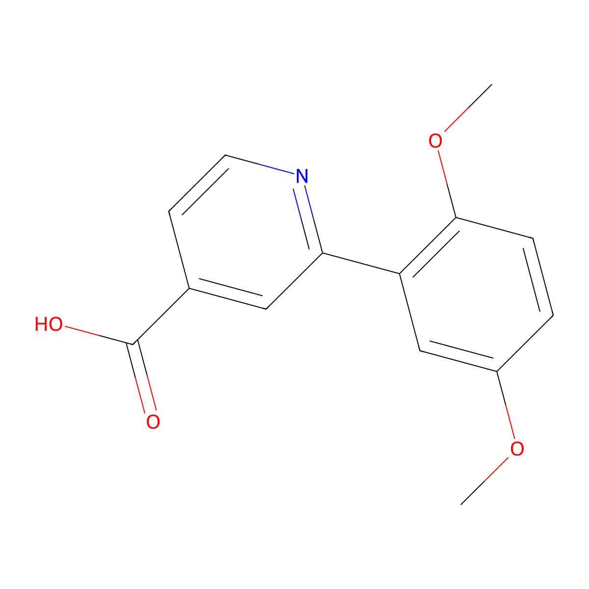 2-(2,5-Dimethoxyphenyl)pyridine-4-carboxylic acid molecular structure, CAS 1258622-92-2
