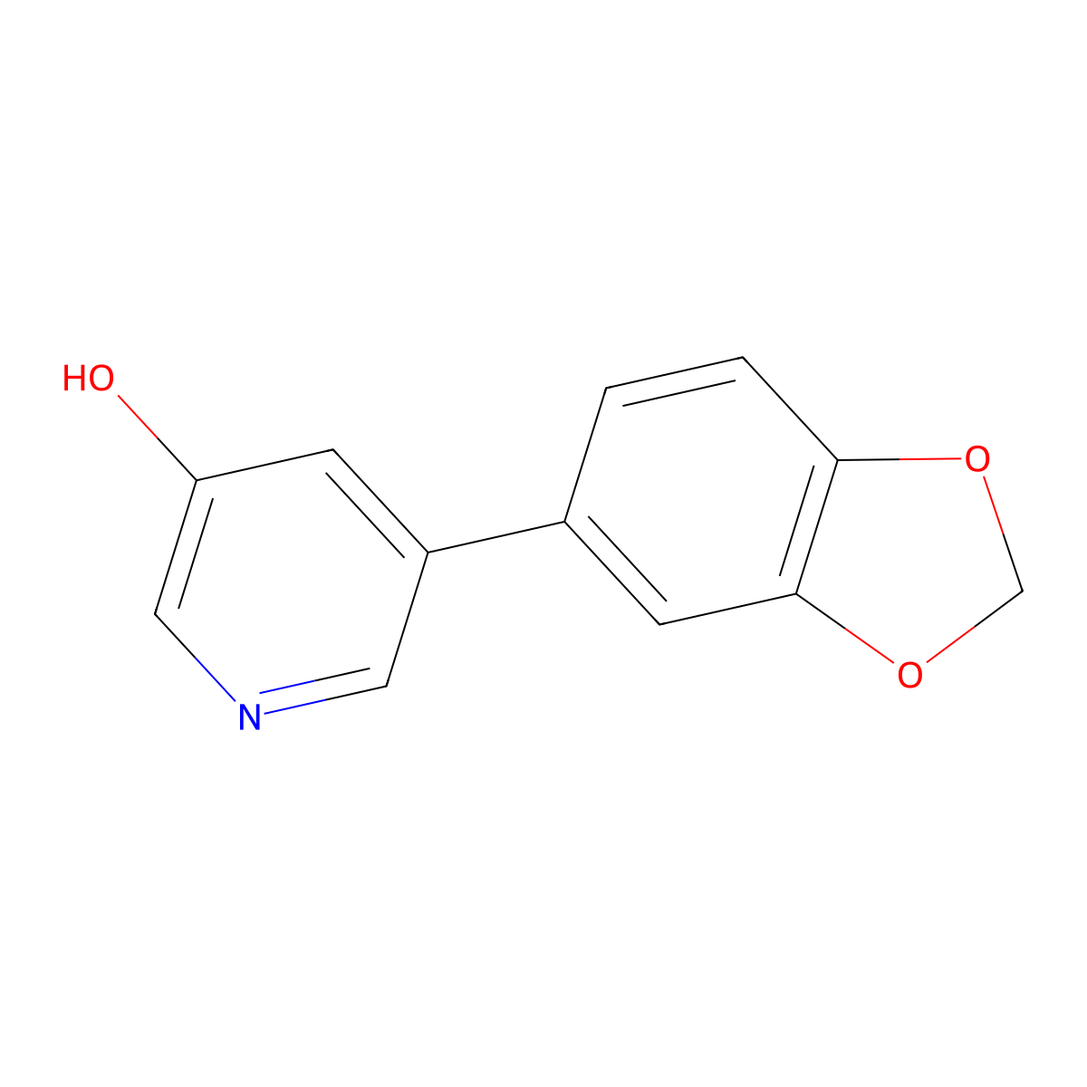 3-Hydroxy-5-(3,4-methylenedioxyphenyl)pyridine molecular structure, CAS 1258623-96-9