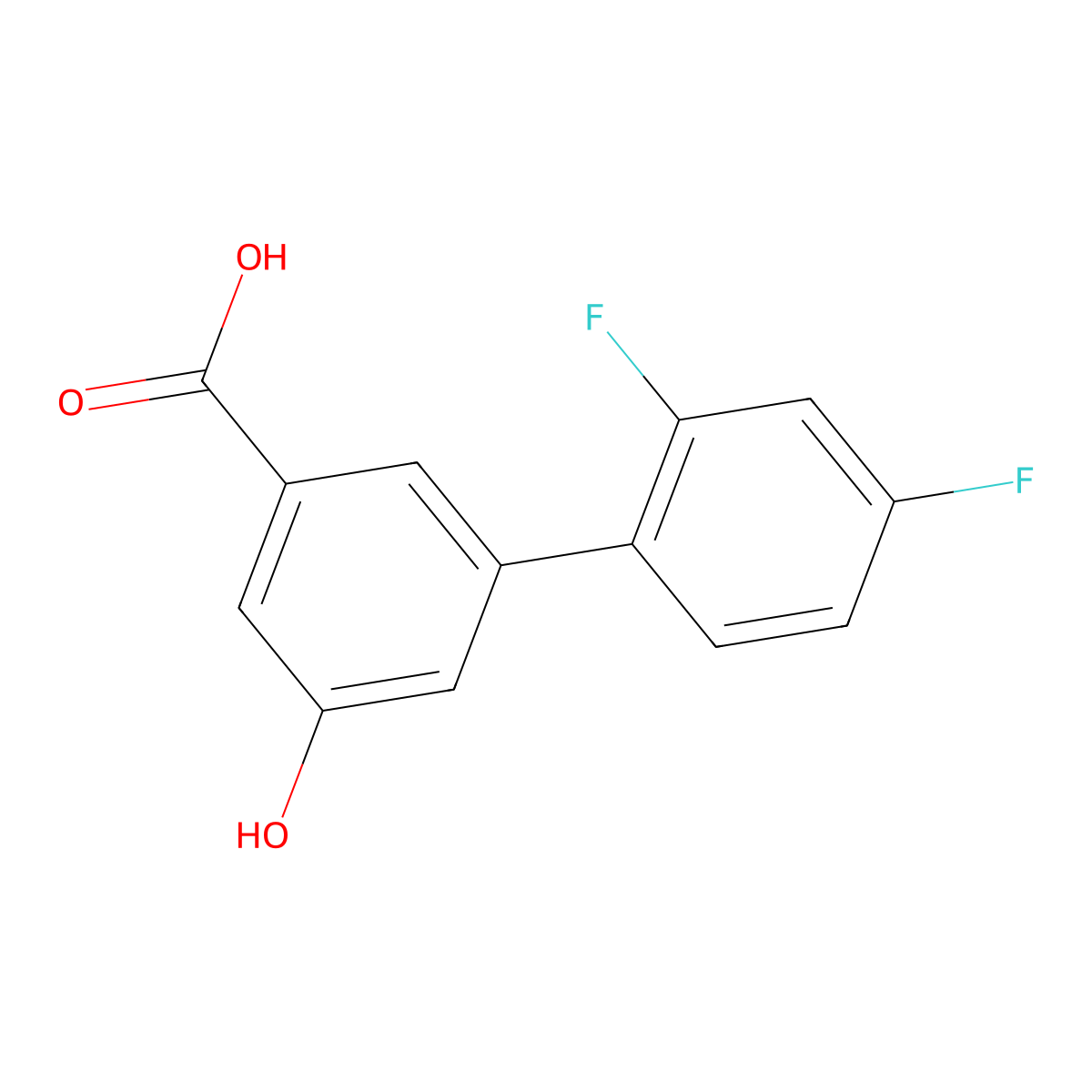 3-(2,4-Difluorophenyl)-5-hydroxybenzoic acid molecular structure, CAS 1258624-53-1