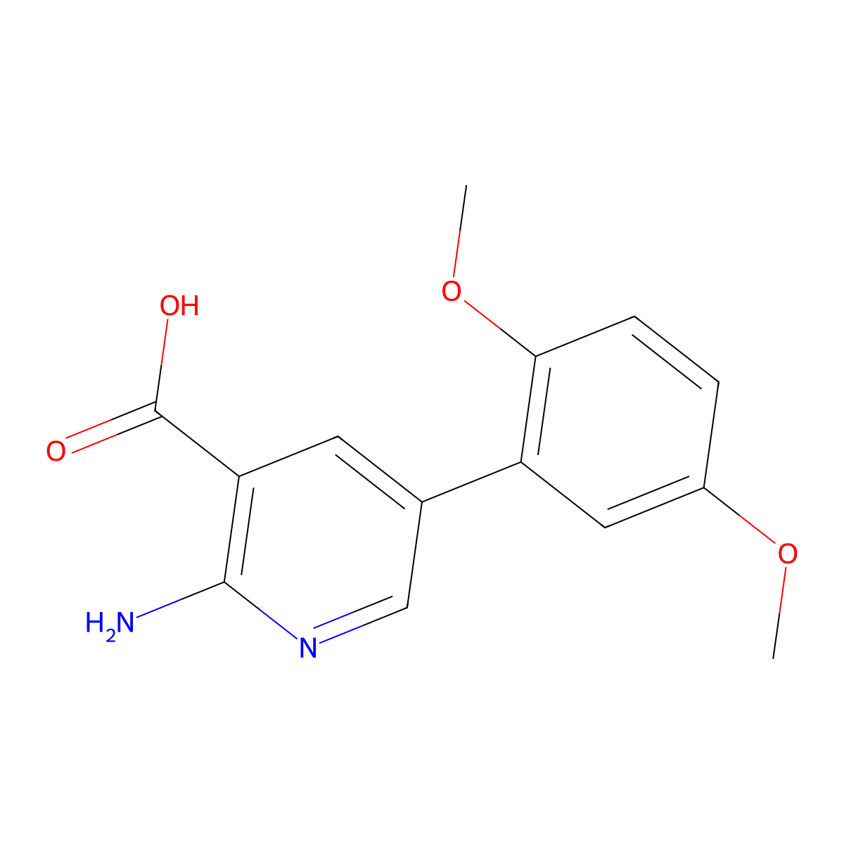 2-Amino-5-(2,5-dimethoxyphenyl)pyridine-3-carboxylic acid molecular structure, CAS 1258624-74-6