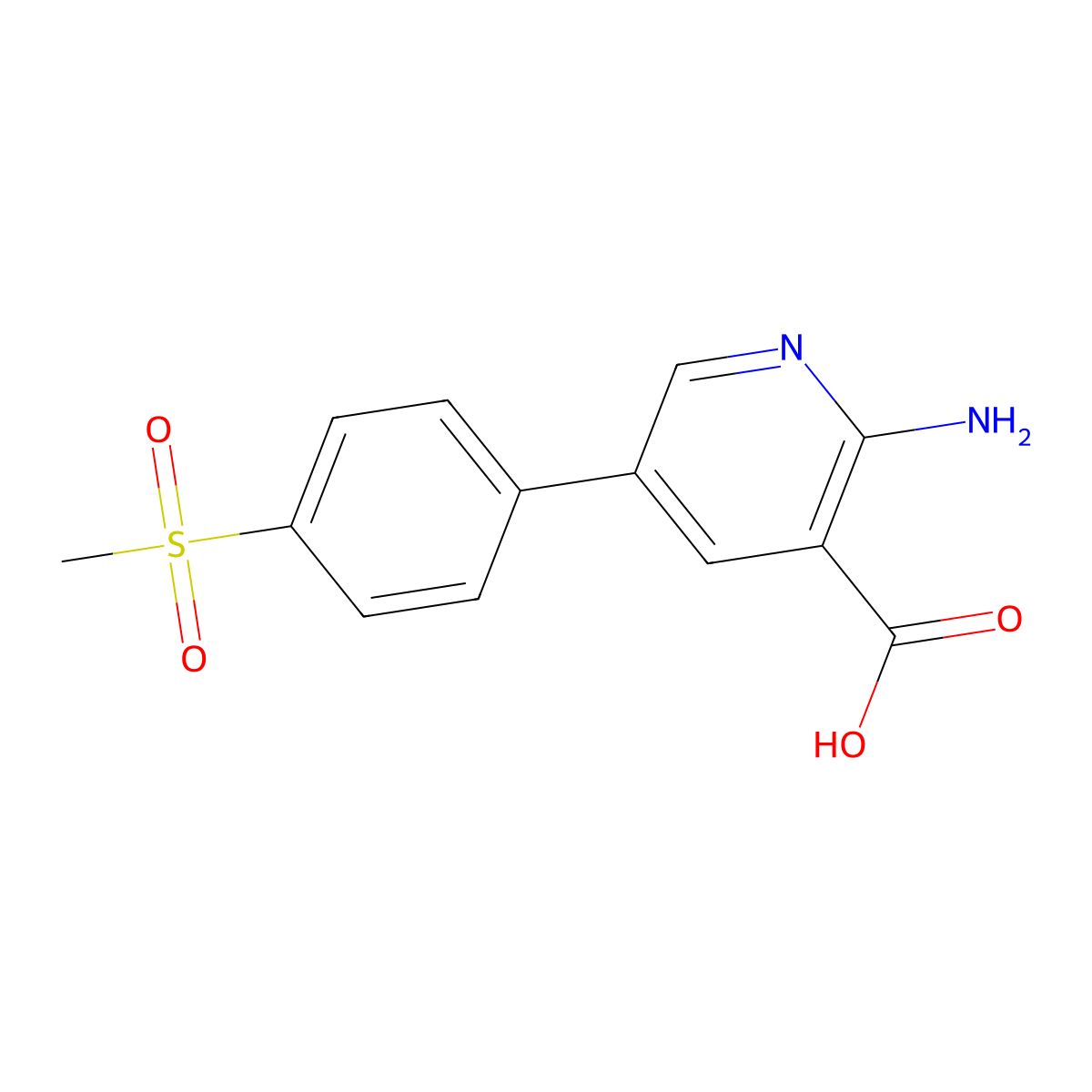 2-Amino-5-(4-methylsulfonylphenyl)nicotinic acid molecular structure, CAS 1258624-88-2