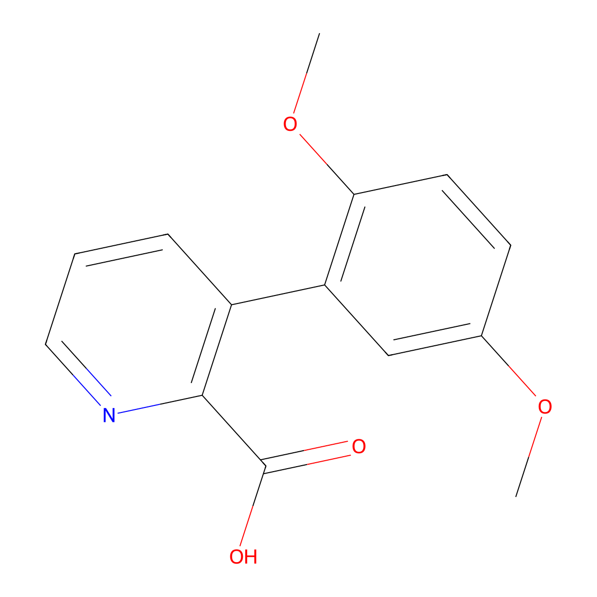 3-(2,5-Dimethoxyphenyl)picolinic acid molecular structure, CAS 1258625-54-5