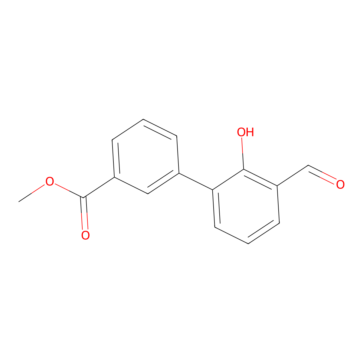 2-Formyl-6-(3-methoxycarbonylphenyl)phenol molecular structure, CAS 1258625-58-9