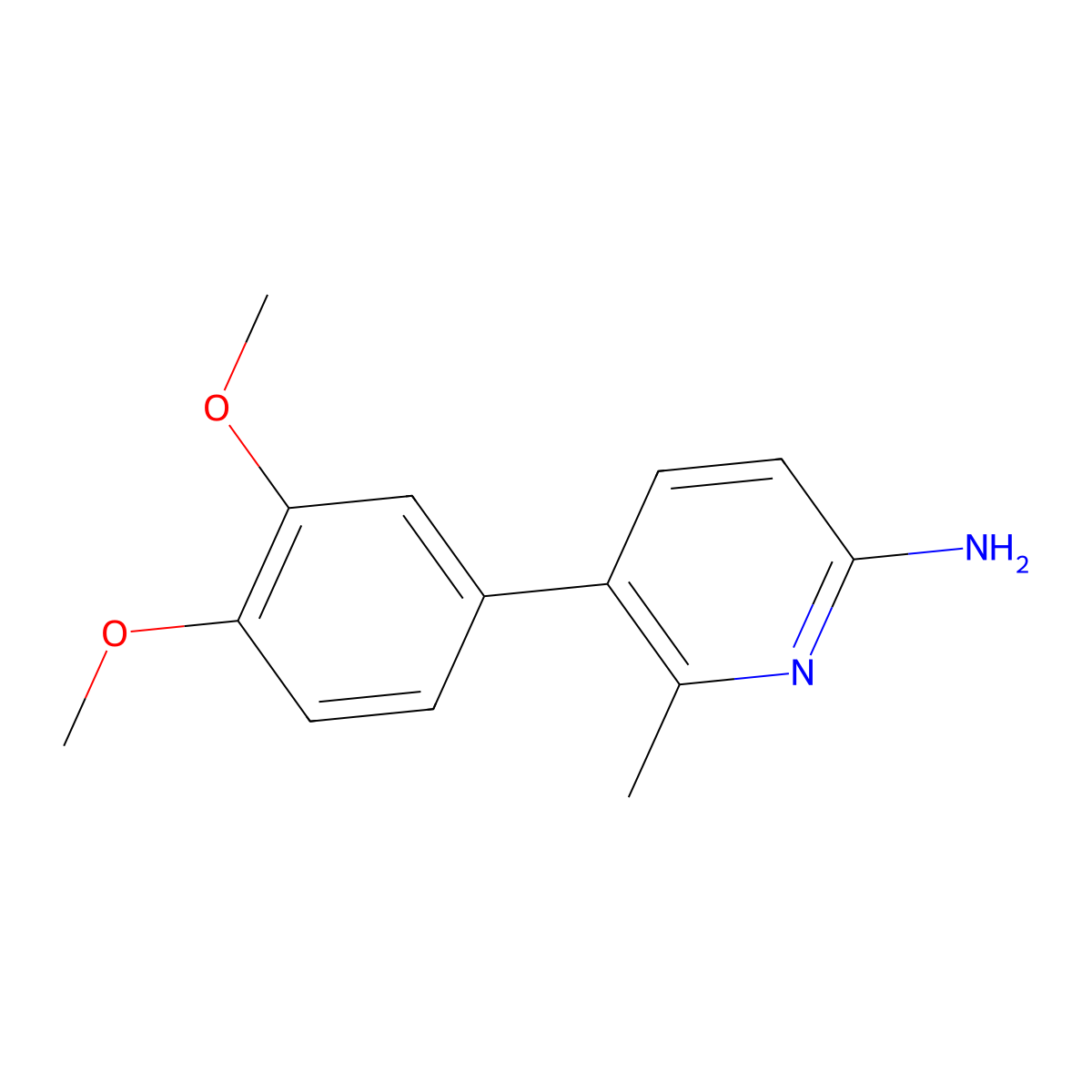 5-(3,4-Dimethoxyphenyl)-6-methyl-2-pyridinamine molecular structure, CAS 1258625-65-8