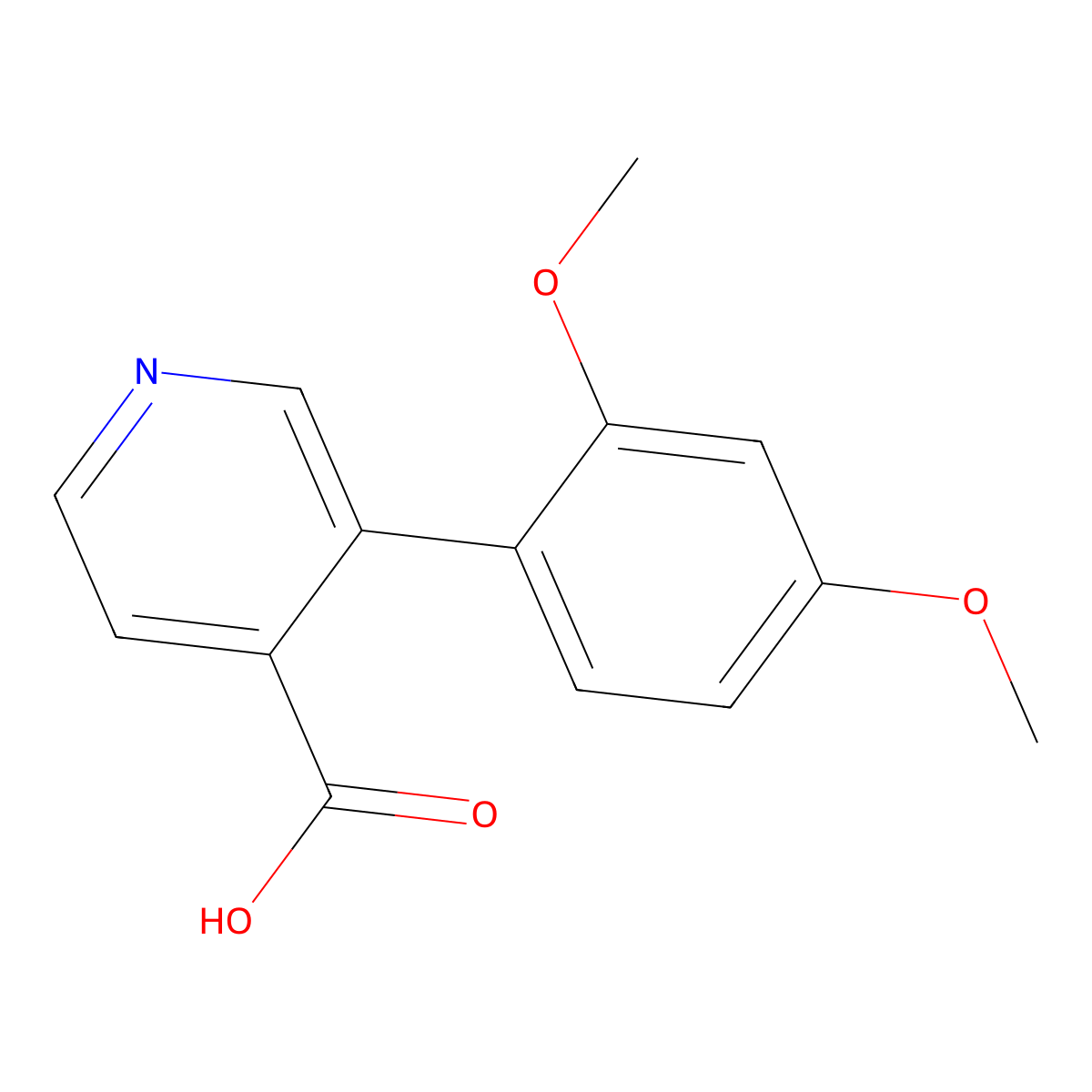 3-(2,4-Dimethoxyphenyl)pyridine-4-carboxylic acid molecular structure, CAS 1258626-03-7